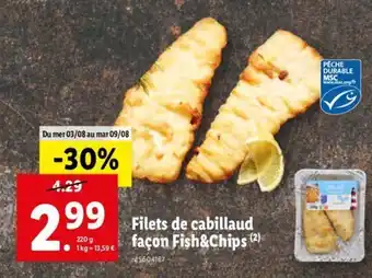 Lidl Filets de cabillaud façon fish&chips offre