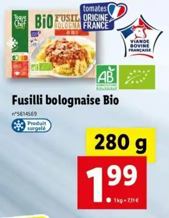 Lidl Fusilli bolognaise Bio offre