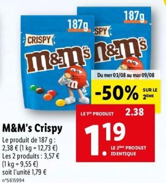 Lidl M&M's crispy offre