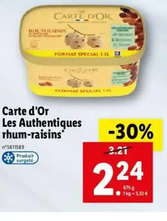 Lidl Carte d'or les authentiques rhum-raisins offre