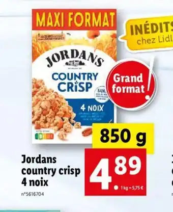 Lidl Jordans country crisp 4 noix offre