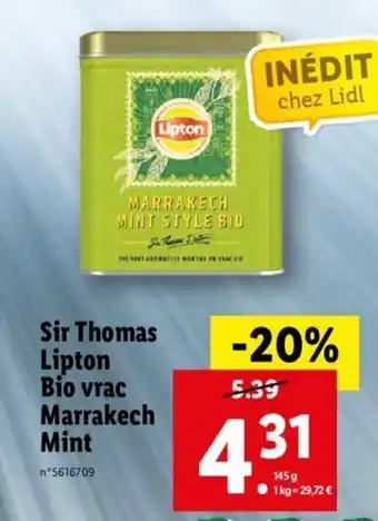 Lidl Sir thomas lipton bio vrac marrakech mint offre