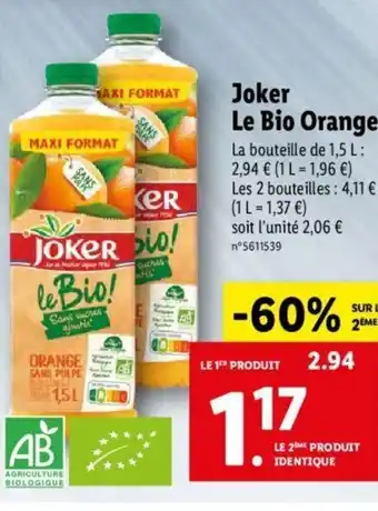 Lidl Joker le bio orange offre