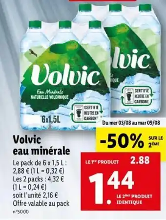 Lidl Volvic eau minérale offre