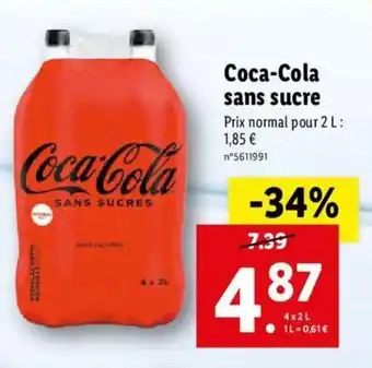 Lidl Coca-cola sans sucre offre