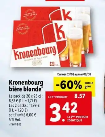 Lidl Kronenbourg bière blonde offre