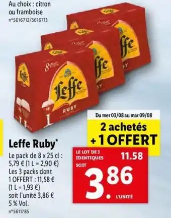 Lidl Leffe ruby offre