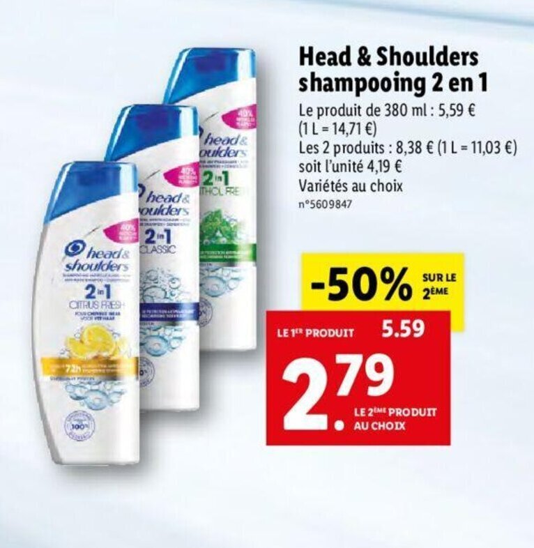 Promo Head & shoulders shampooing 2 en 1 chez Lidl