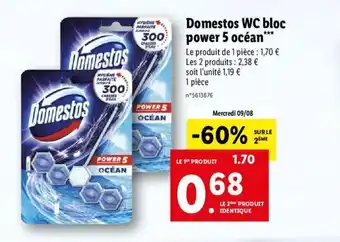 Lidl Domestos WC bloc power 5 océan offre