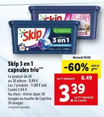 Lidl Skip 3 en 1 capsules trio offre