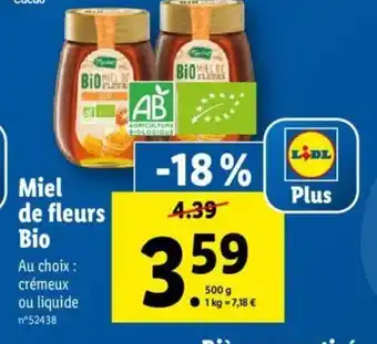 Lidl Miel de fleurs bio offre