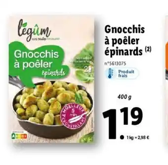 Lidl Gnocchis À poêler épinards offre