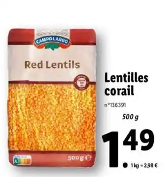 Lentilles corail