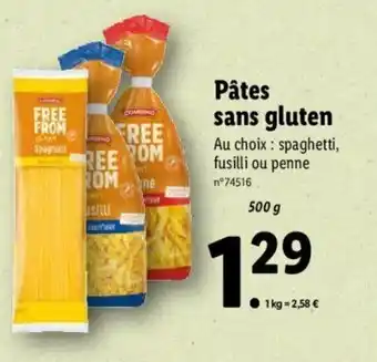Lidl Pâtes sans gluten offre
