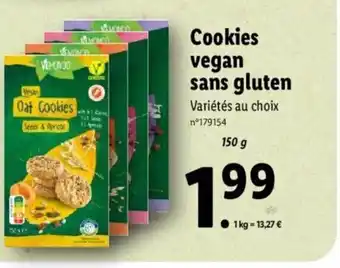 Lidl Cookies vegan sans gluten offre