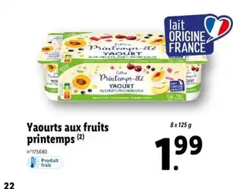 Lidl Yaourts Aux fruits printemps offre
