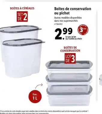 Lidl BoÎtes de conservation ou pichet offre