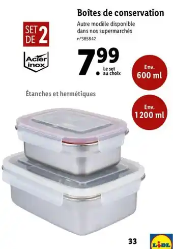 Lidl BoÎtes de conservation offre