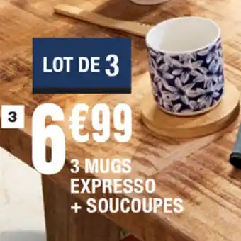 3 Mugs expresso + soucoupes