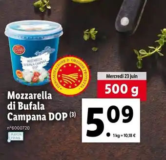 Lidl Mozarella di Bufala Campana DOP offre