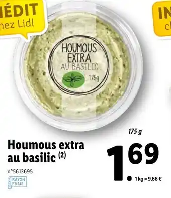 Lidl Houmous extra au basilic offre