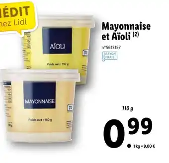 Lidl Mayonnaise et Aïoli offre