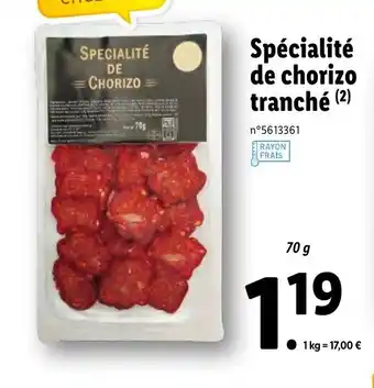 Lidl Spécialité de chorizo tranche offre