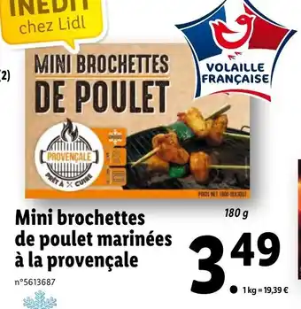 Lidl Mini brochettes de poulet marinées à la provençale. offre