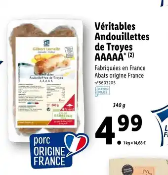 Lidl Véritables Andouillettes de Troyes offre