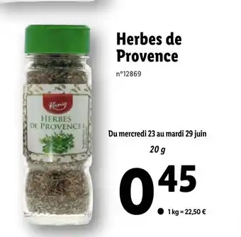 Lidl Herbes de Provence offre