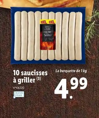 Lidl 18 saucisses à griller offre
