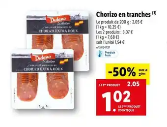Lidl Chorizo en tranches offre