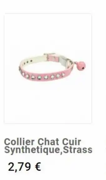 Collier chat cuir synthetique