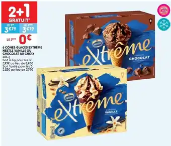 Leader Price 6 cônes glaces extrême nestle vanille ou chocolat au choix offre