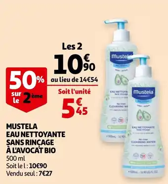 Auchan Mustela eau nettoyante sans rinçage à l'avocat bio offre