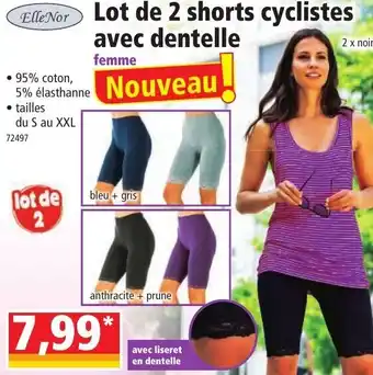 Norma Lot de 2 shorts cyclistes avec dentelle offre