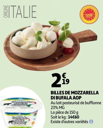 Auchan Billes de mozzarella di bufala aop offre