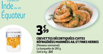 Crevettes décortiquées cuites réfrigérées marinées ail et fines herbes