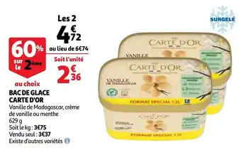 Auchan Bac de glace carte d'or offre