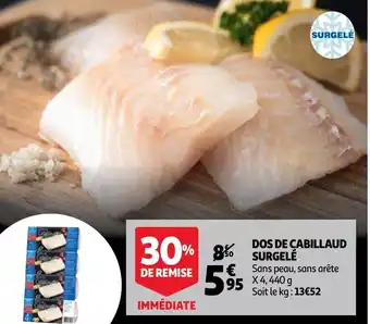 Auchan Dos de cabillaud surgelé offre