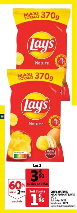 Auchan Chips nature maxi format lay's offre