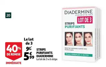 Auchan Strips purifiants diadermine offre