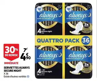 Auchan Serviettes always secure night offre