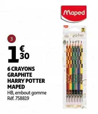 Auchan 6 crayons graphite harry potter maped offre