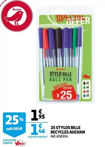 Auchan 25 stylos bille recycles auchan offre
