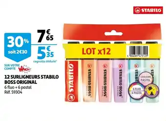 Auchan 12 surligneurs stabilo boss original offre