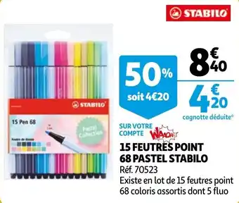 15 feutres point 68 pastel stabilo