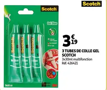 Auchan 3 tubes de colle gel scotch offre