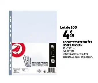 Auchan Pochettes perforées lisses auchan offre
