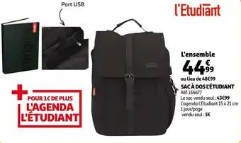 Auchan Sac à dos l'étudiant offre